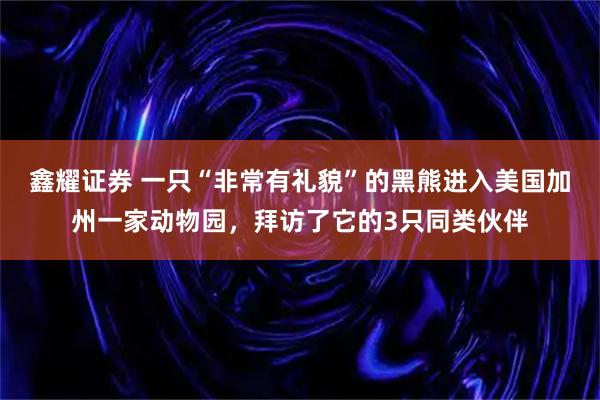 鑫耀证券 一只“非常有礼貌”的黑熊进入美国加州一家动物园，拜访了它的3只同类伙伴