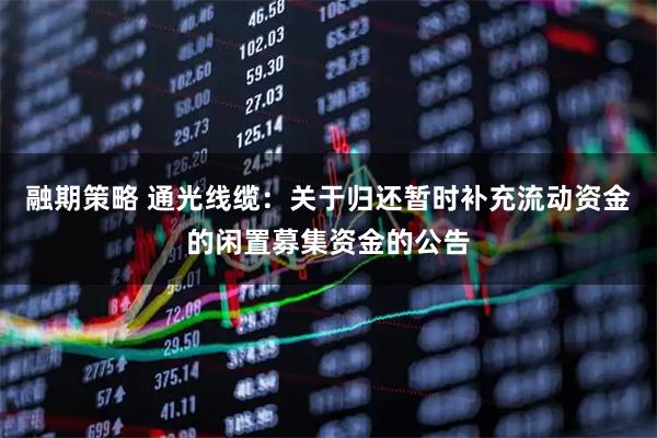 融期策略 通光线缆：关于归还暂时补充流动资金的闲置募集资金的公告