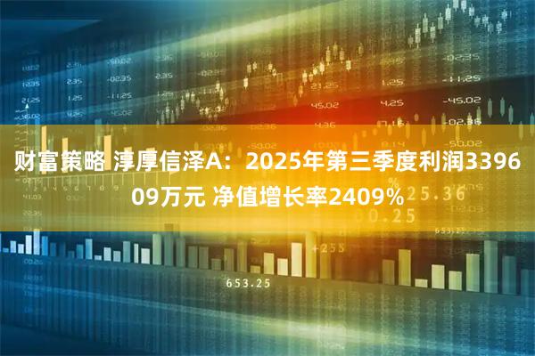 财富策略 淳厚信泽A：2025年第三季度利润339609万元 净值增长率2409%